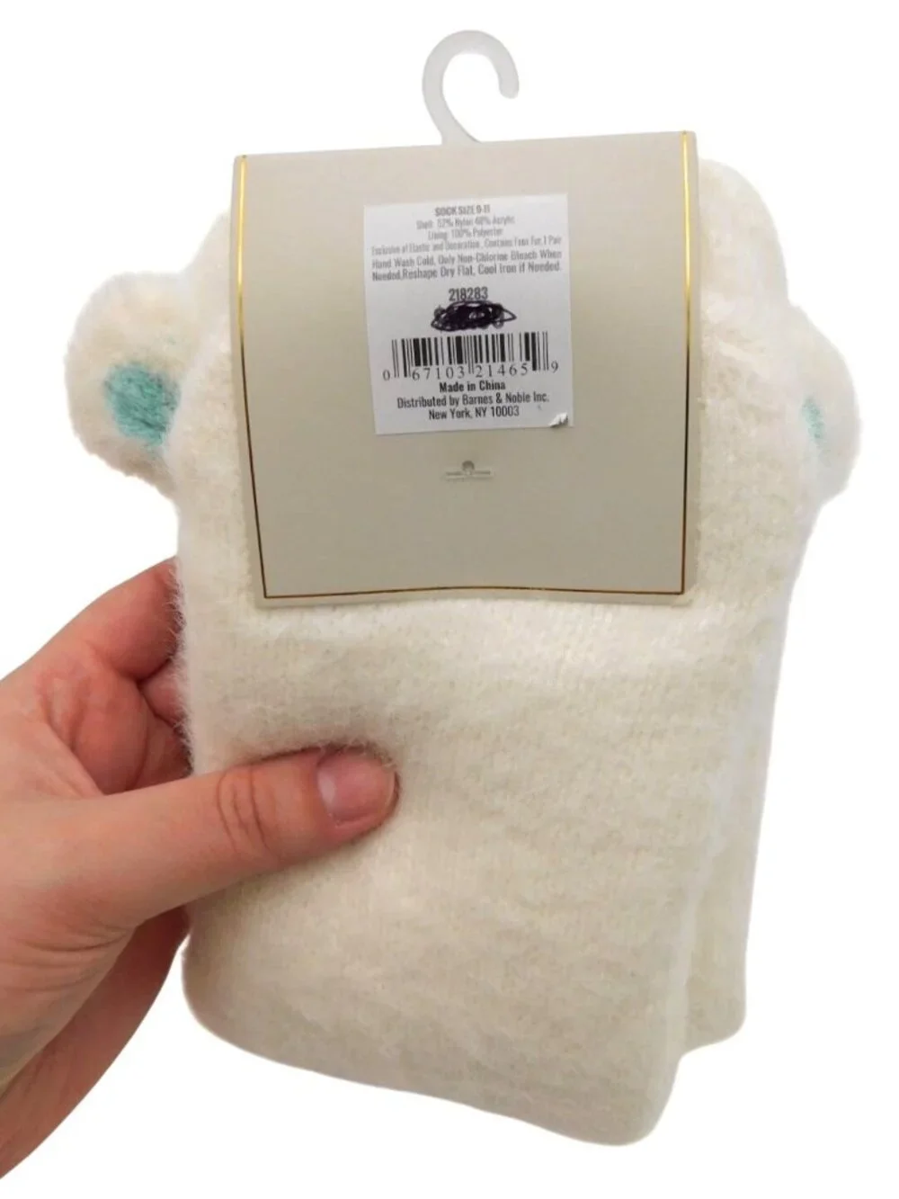 Barnes & Noble Reading Socks With Faux Sherpa Lining Polar Bear Size 9 - 11